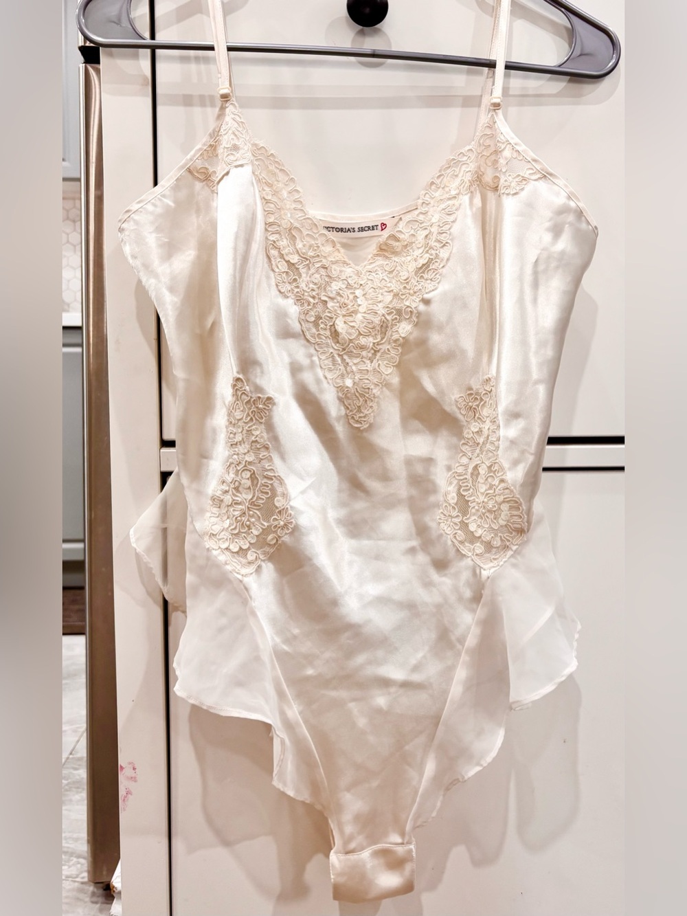 Victoria's Secret Ivory Satin Lace Chemise